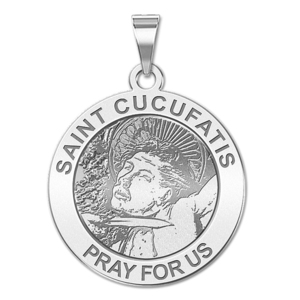 Saint Cucufatis Round Religious Medal  EXCLUSIVE 