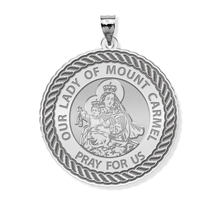 Our Lady of Mount Carmel Round Rope Border Religious Medal