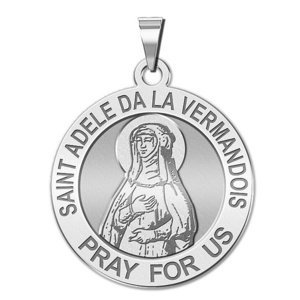 Saint Adele De La Vermandois Round Religous Medal    EXCLUSIVE 