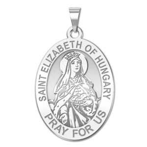 Saint Elizabeth of Hungary Oval Religious Medal   EXCLUSIVE 