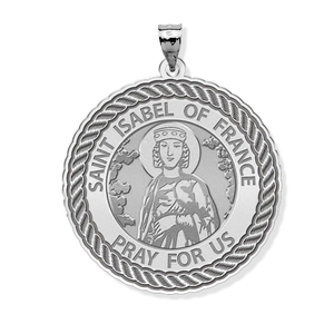 Saint Isabel of France Round Rope Border Religious Medal