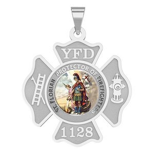 Customized Saint Florian Traditional Fire Badge Religious Color Medal  EXCLUSIVE 