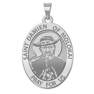 Saint Damien of Molokai OVAL Religious Medal   EXCLUSIVE 