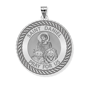 Saint Daniel Round Rope Border Religious Medal