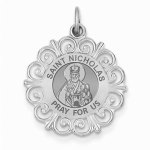 Saint Nicholas Round Filigree Religious Medal   EXCLUSIVE 