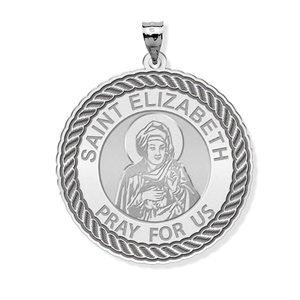 Saint Elizabeth  Mary s Cousin  Round Rope Border Religious Medal