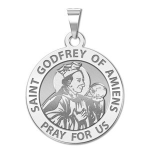 Saint Godfrey of Amiens Round Religious Medal  EXCLUSIVE 