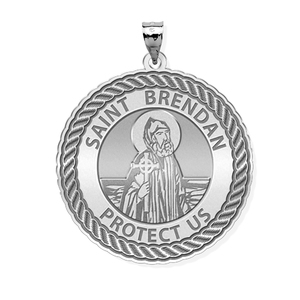 Saint Brendan Round Rope Border Religious Medal