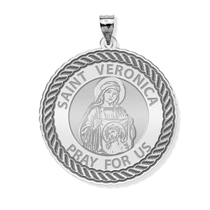 Saint Veronica Round Rope Border Religious Medal