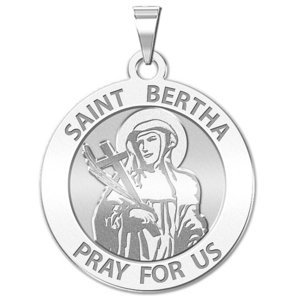 Saint Bertha Round Religious Medal   EXCLUSIVE 