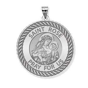 Saint Rose of Lima Round Rope Border Religious Medal