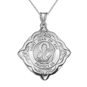 Saint Joan of Arc Round Religious Medal   EXCLUSIVE 