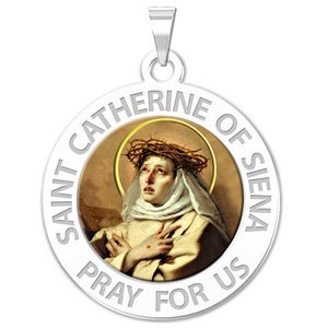 Saint Catherine of Siena Round Religious Medal    Color EXCLUSIVE 