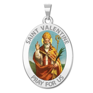 Saint Valentine Oval Color Religious Medal   EXCLUSIVE 