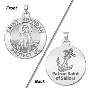 Saint Brendan Double Sided Sailors Round Religious Medal    EXCLUSIVE 