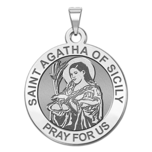 Saint Agatha of Sicily Round Religious Medal   EXCLUSIVE 