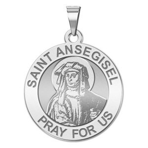 Saint Ansegise Round Religious Medal  EXCLUSIVE 