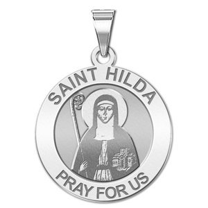 Saint Hilda Round Religious Medal   EXCLUSIVE 