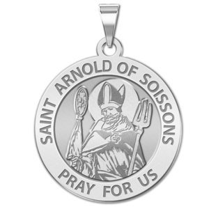 Saint Arnold of Soissons Round Religious Medal  EXCLUSIVE 
