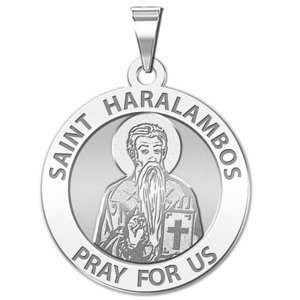 Saint Haralambos Round Religious Medal   EXCLUSIVE 