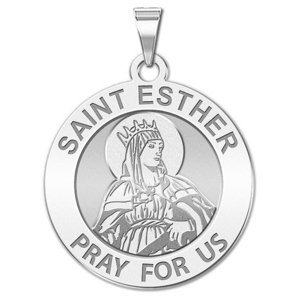 Saint Esther Round Religious Round Medal   EXCLUSIVE 