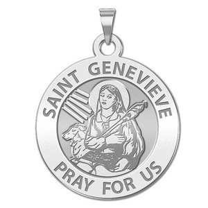 Saint Genevieve Round Religious Medal  EXCLUSIVE 