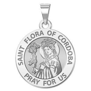 Saint Flora of Cordoba Round Religious Medal   EXCLUSIVE 