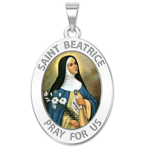 Saint Beatrice OVAL Religious Medal Color