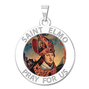 Saint Elmo Round Religious Medal Color