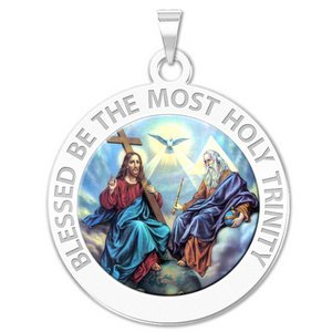 Holy Trinity Round Religious Medal   EXCLUSIVE Color 