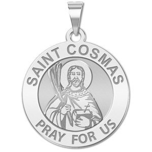 Saint Cosmas Round Religious Medal    EXCLUSIVE 