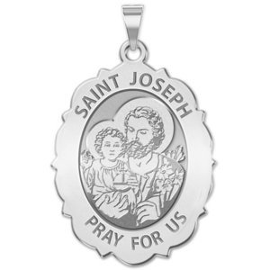 Saint Joseph Religious Scalloped Oval Medal  EXCLUSIVE 