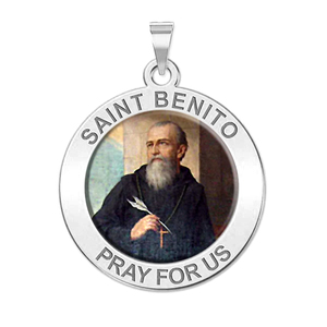 Saint Benito Round Color Religious Medal