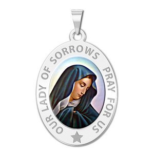 Our Lady of Sorrows Religious Medal  OVAL  Color EXCLUSIVE 