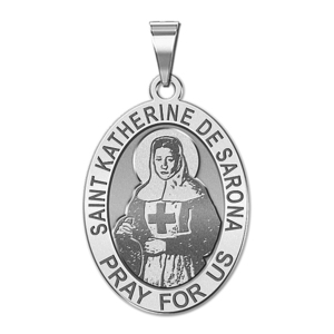 Saint Katherine De Sarona OVAL Religious Medal   EXCLUSIVE 