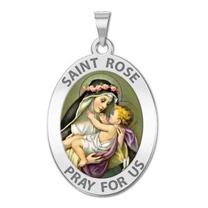 Saint Rose of Lima   Oval Religious Color Medal  EXCLUSIVE 