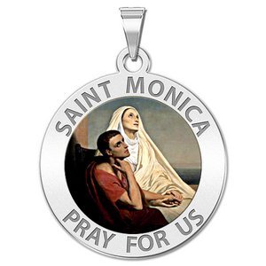 Saint Monica w  her son Saint Augustine Religious Medal Color  EXCLUSIVE 