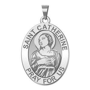 Saint Catherine of Alexandria OVAL Religious Medal   EXCLUSIVE 