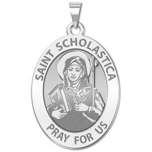 Saint Scholastica Religious Medal  OVAL  EXCLUSIVE 