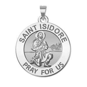Saint Isidore Round Religious Medal
