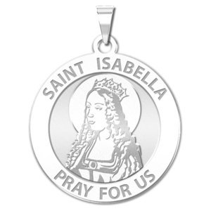 Saint Isabella Round Religious Medal   EXCLUSIVE 