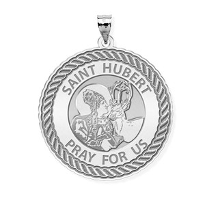 Saint Hubert Round Rope Border Religious Medal
