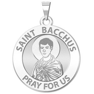 Saint Bacchus Round Religious Medal  EXCLUSIVE 