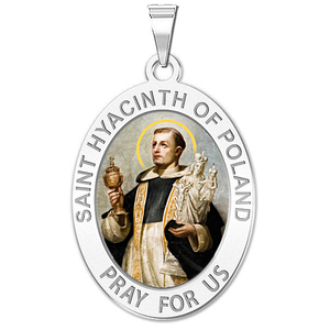 Saint Hyacinth of Poland OVAL Religious Medal Color