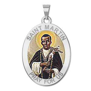 Saint Martin De Porres Color Oval Medal  EXCLUSIVE 