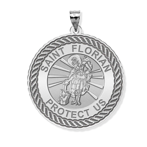 Saint Florian Round Rope Border Religious Medal
