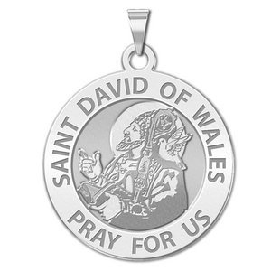 Saint David of Wales Round Religious Medal  EXCLUSIVE 