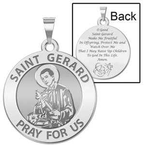 Saint Gerard Round Religious  Motherhood  Prayer Double Sided Religious Medal