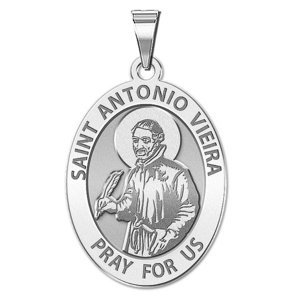 Saint Antonio Vieira Round Religious Oval Medal  EXCLUSIVE 