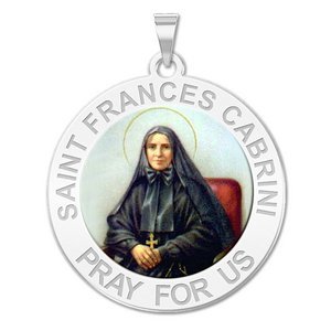 Saint Frances Cabrini Round Religious Medal   Color EXCLUSIVE 